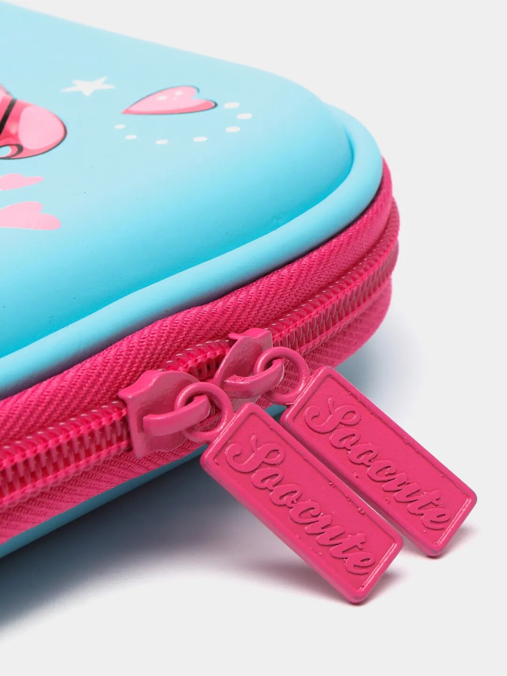 Пенал Единорог школьный в школу для девочек с 3д рисунком на молнии,  голубой