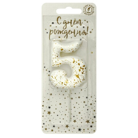 Свеча для торта "Белые брызги" №5 (5,3 см)