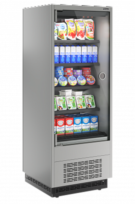 Витрина холодильная Carboma Cube 2 FC20-07 VM 0,6-1 0300 LIGHT фронт X0 бок металл (версия 2.0) (9006-9005)