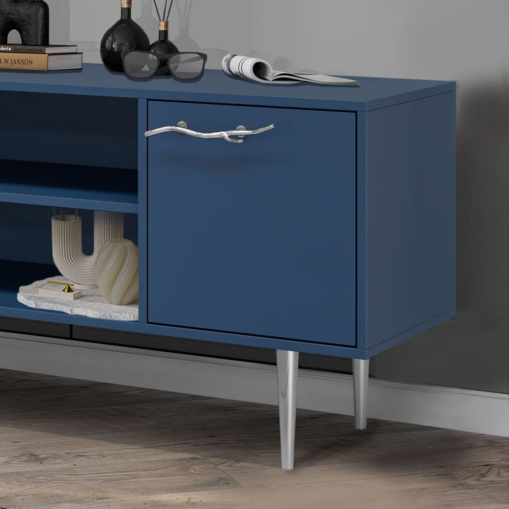 Тумба под ТВ Арт Колор matte 155см Стайл Сильвер Королевский синий матовый