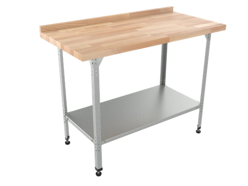 Стол кондитерский "Бизнес" СКБП, сплошная полка, бук, 1200х600х860 мм , c бортом