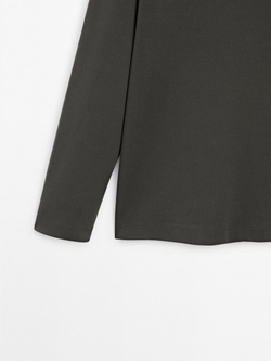 Massimo Dutti Свитер из трикотажа с воротником-стойкой, стальной