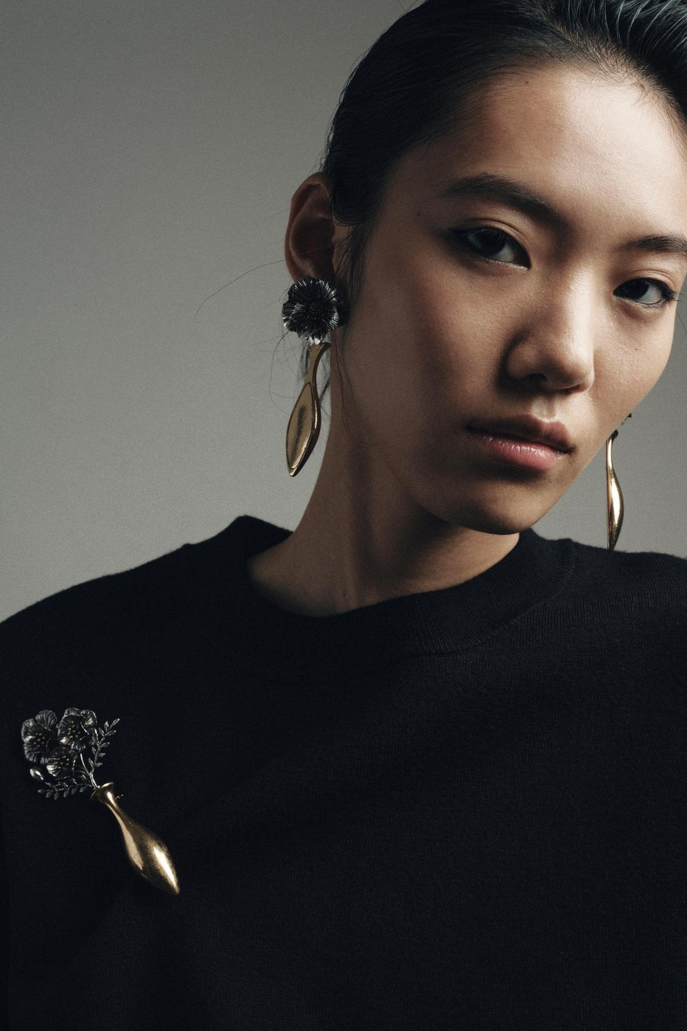 ZARA КРУПНЫЕ СЕРЬГИ С ЦВЕТАМИ, ЗОЛОТОЙ\СЕРЕБРЯНЫЙ