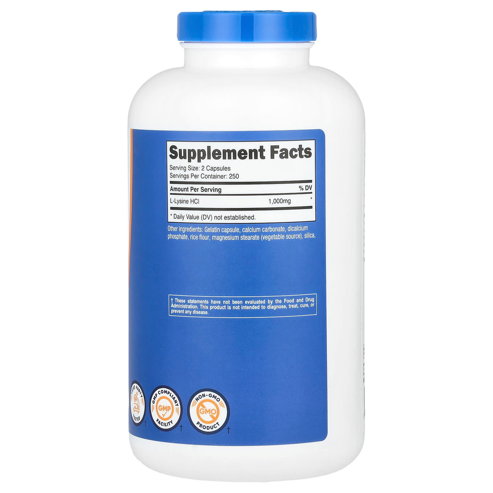 Nutricost, L-лизин, 500 капсул (500 мг в 1 капсуле)