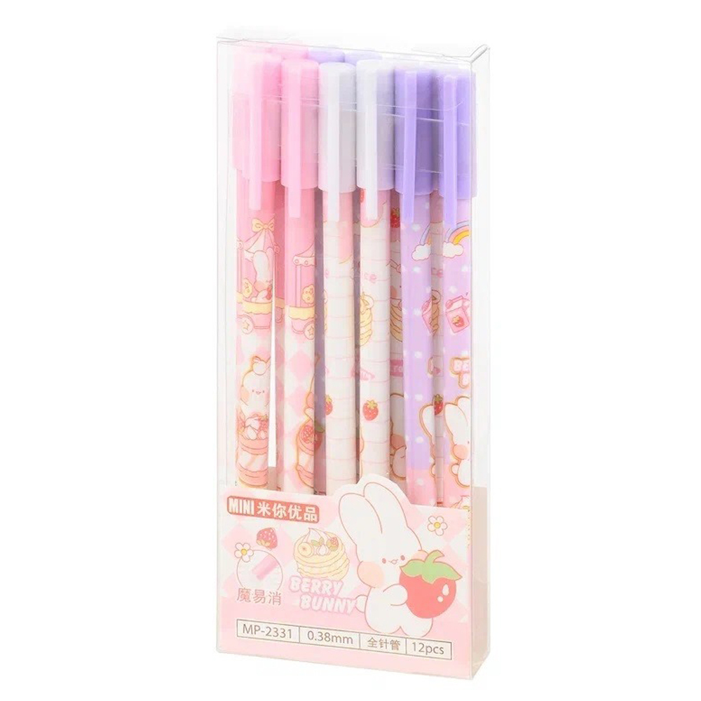 Ручка гелевая, пиши-стирай, Basir, синие чернила, серия "BERRY BUNNY", 3 цвета корпуса