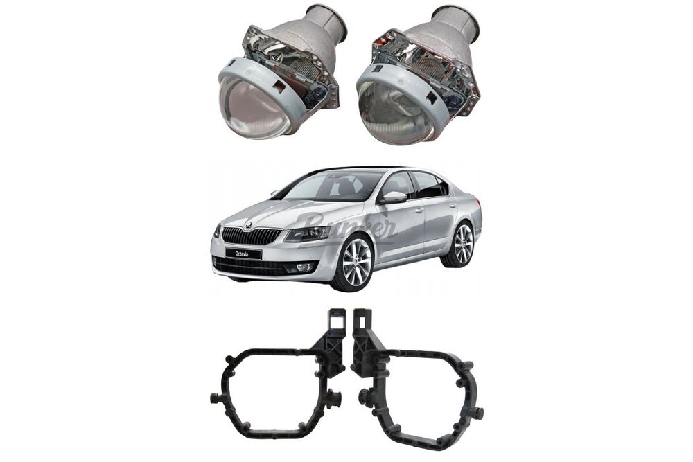 Готовый комплект для замены штатных линз Bosch AL, автокорректор, Skoda Octavia III A7 2013-2020