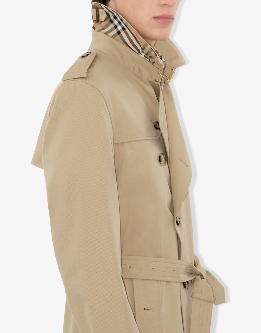 Оригинальный тренч Burberry Kensington средней длины,бежевый — сделано в Англии