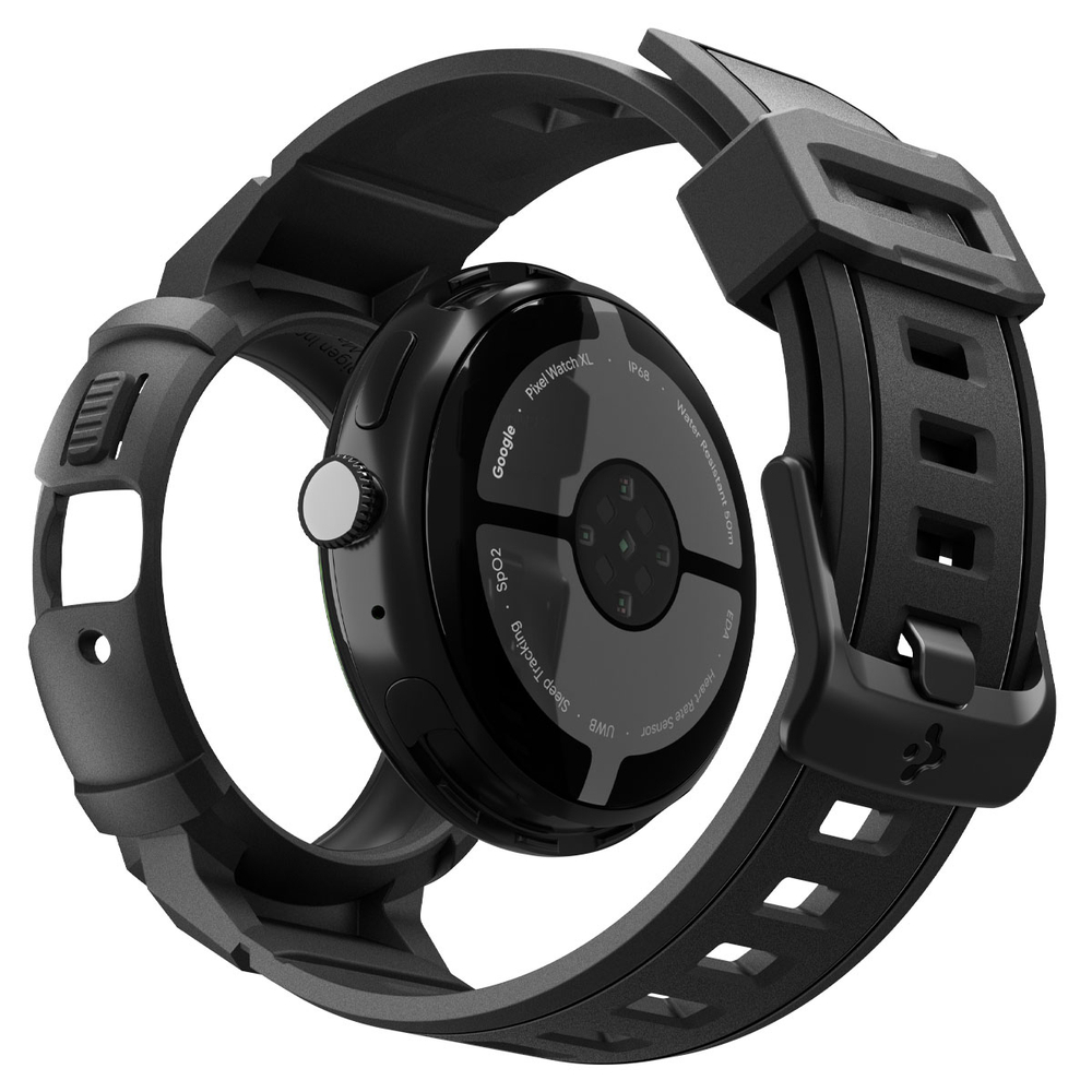 Чехол с ремешком Spigen Rugged Armor для Pixel Watch 4 (41 mm) черный