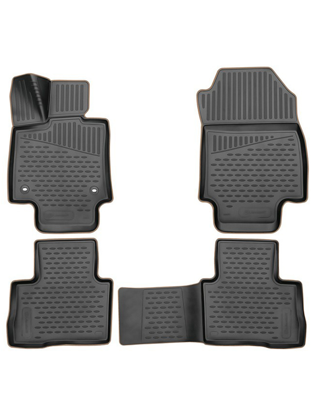 Коврики в салон для TOYOTA RAV4, 2019-, кроссовер, 4шт. (бежевый кант, полиуретан) KANT.ELEM3D02259210K.BG