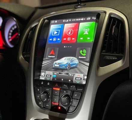 Магнитола для Opel Astra J 2009-2015 (любые комплектации) - Carmedia ZF-1227-Q6 монитор 10.4" в стиле "Тесла" на Android 11, Snapdragon, CarPlay, 4G SIM-слот, 8/128Гб