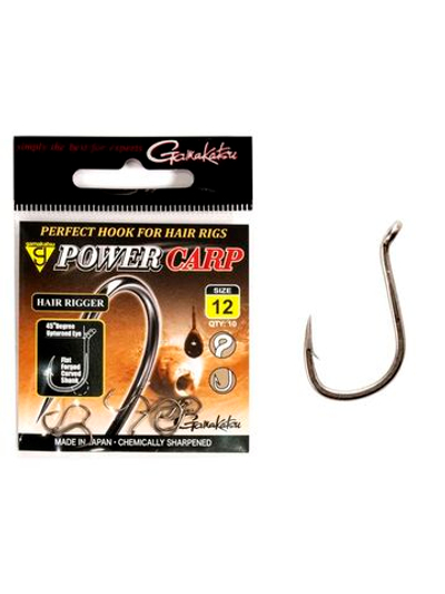 Крючки Gamakatsu PowerCarp HAIR RIGGER EYED HOOK размер 12 (упк.10шт.)