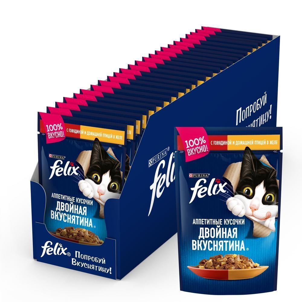FELIX Двойной вкус Говядина и Птица 85г