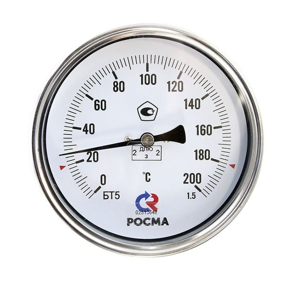 Термометр биметаллический РОСМА (БТ-51,211) Ду 100, L 46мм, G1/2&#39;&#39;, -40+60гр. латунный, осевой