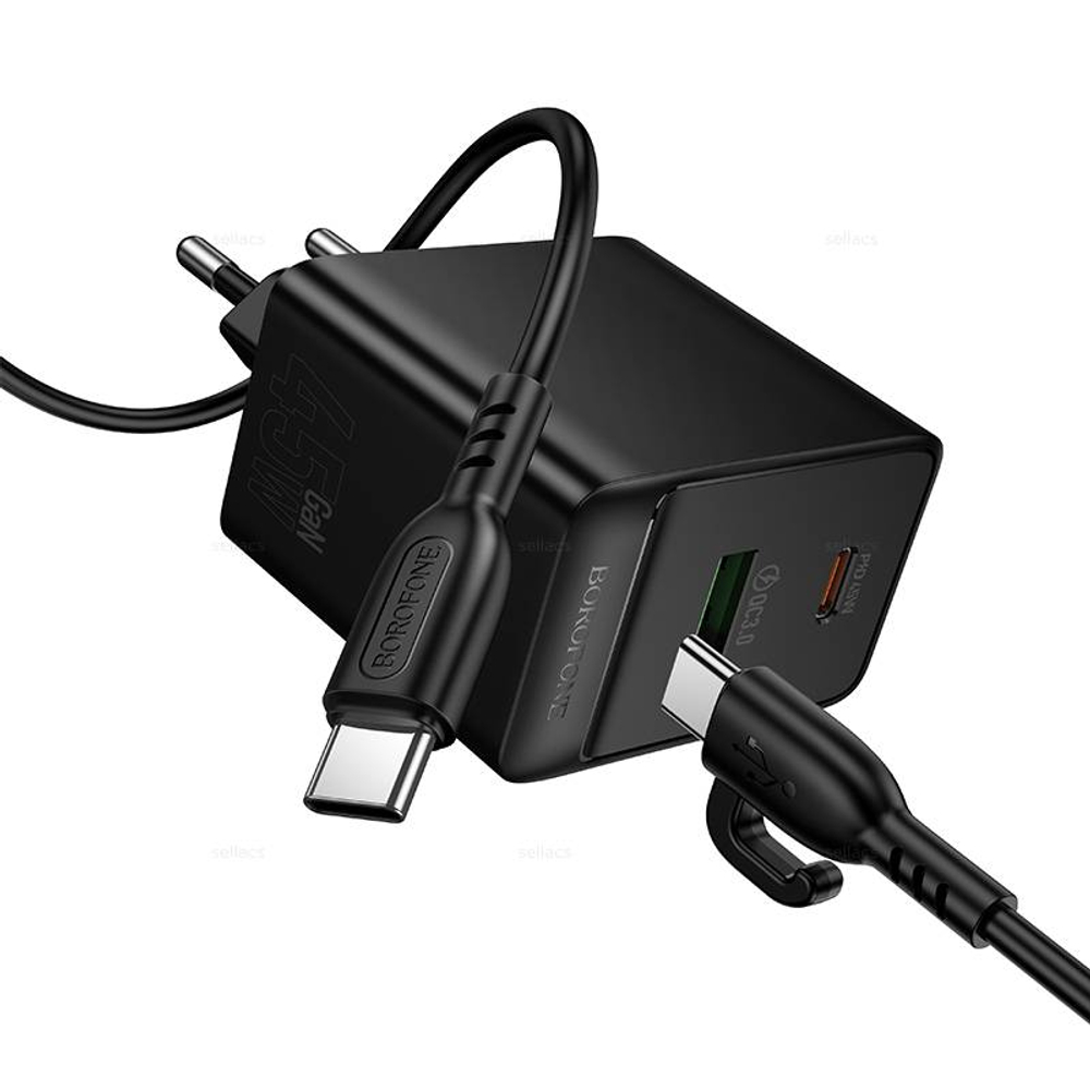 Borofone BAS16A Erudite PD45W(1C1A) зарядное устройство набор (Type-C на Type-C) (black)