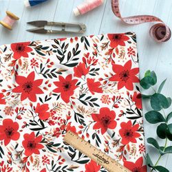 Ткань Барби яркие красные цветы