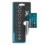 Набор торцевых головок, трещотка 120 зубьев, 1/4", CrV, 12 предметов Gross