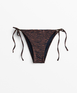 OYSHO Плавки бикини на завязках с анималистическим принтом, черный
