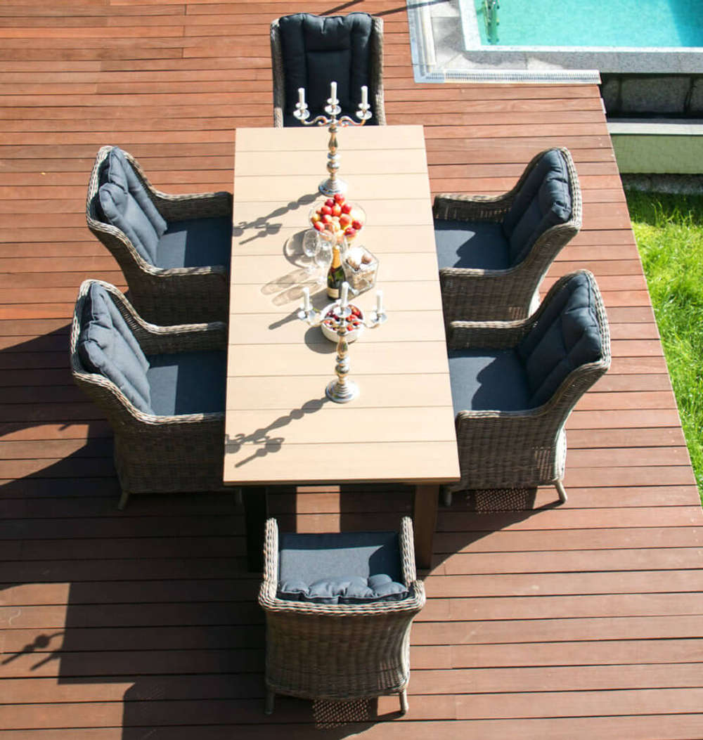 Большой обеденный стол Besta Fiesta ПАРКЛЭНД на 6-8 персон, коричневый