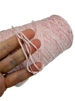 Пряжа на бобине 200г -100% натуральный шелк велюр ленточный (Италия) 100г-610м светло-розовый