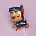 Шар с клапаном (17''/43 см) Мини-фигура, Щенячий патруль, Гончик Чейз, 5 шт. в уп.