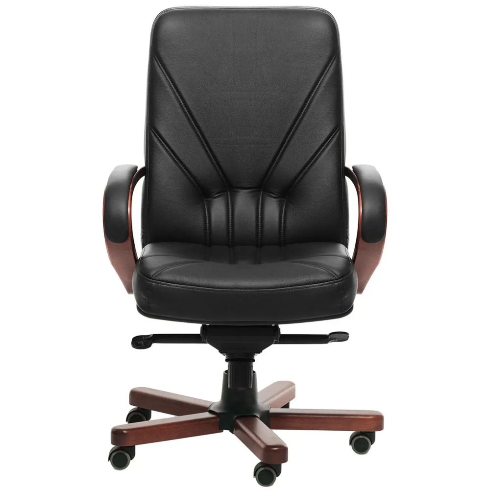 Кресло VERONA A с выс спинкой ч.кожа+к/з/т.орех