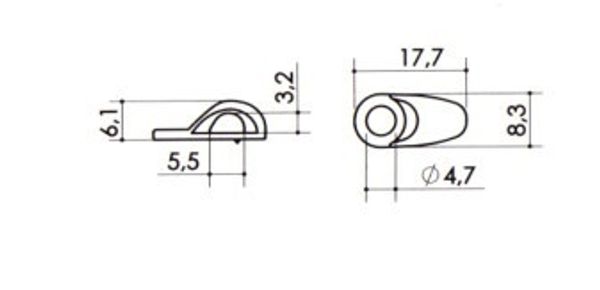 Петля для обуви с 1 отверстием литая 07Е1200, светлый никель [08]