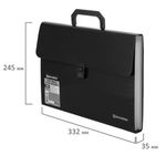 Папка-портфель пластиковая BRAUBERG А4 (332х245х35 мм), 13 отделений, фактура диагональ, черная, 221375
