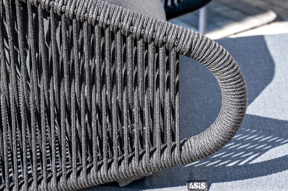 "Милан" лаунж-зона 4-местная плетеная из роупа (веревки), каркас алюминиевый темно-серый, роуп темно-серый