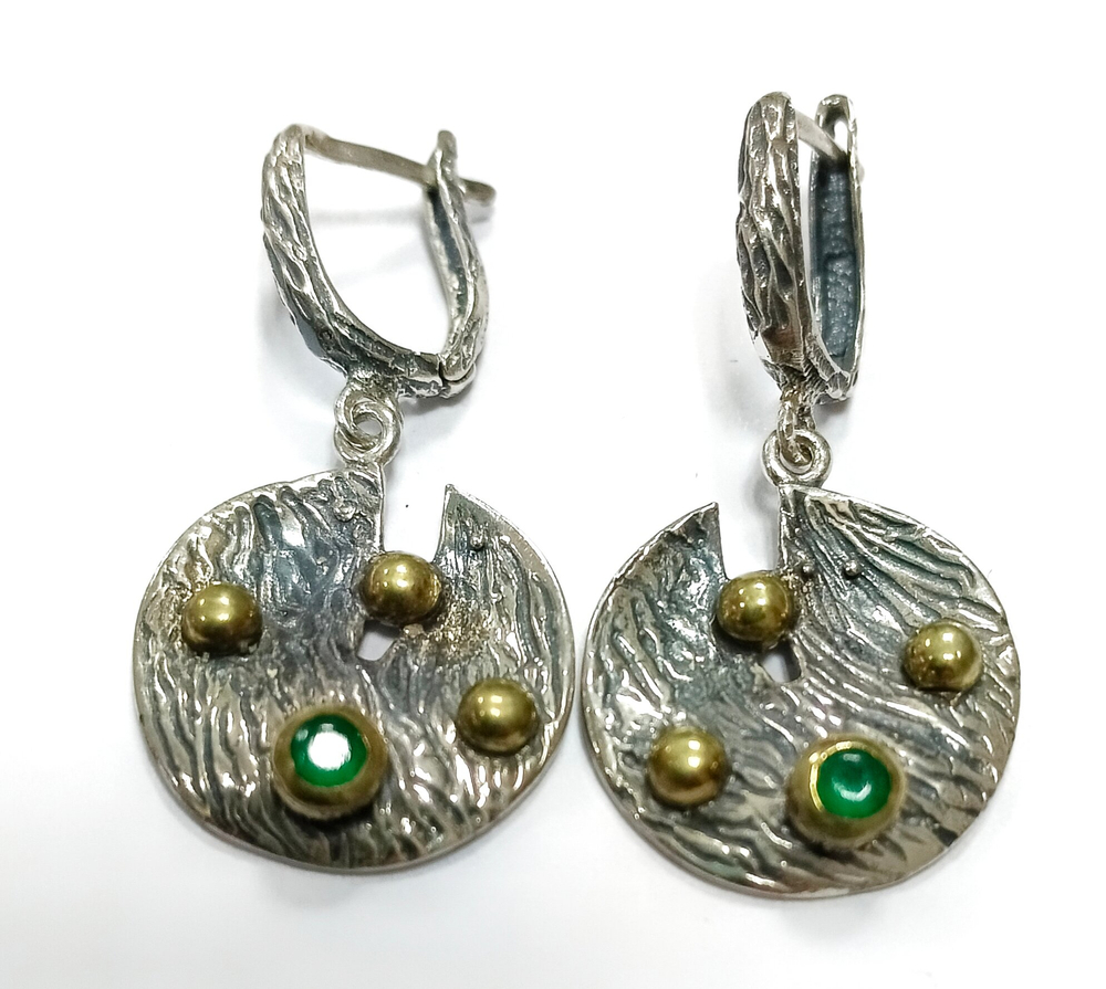 Серьги, ювелирное украшение, серебро 925, с бронзой и чернением, вставка фианиты