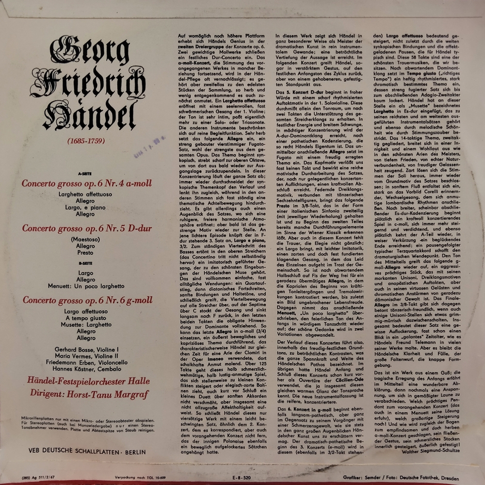 Комплект / Georg Friedrich Handel: Concerti Grossi Op. 6 Nr. 1-12 (4LP)