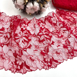 Вышивка на сетке красная 22,5 см