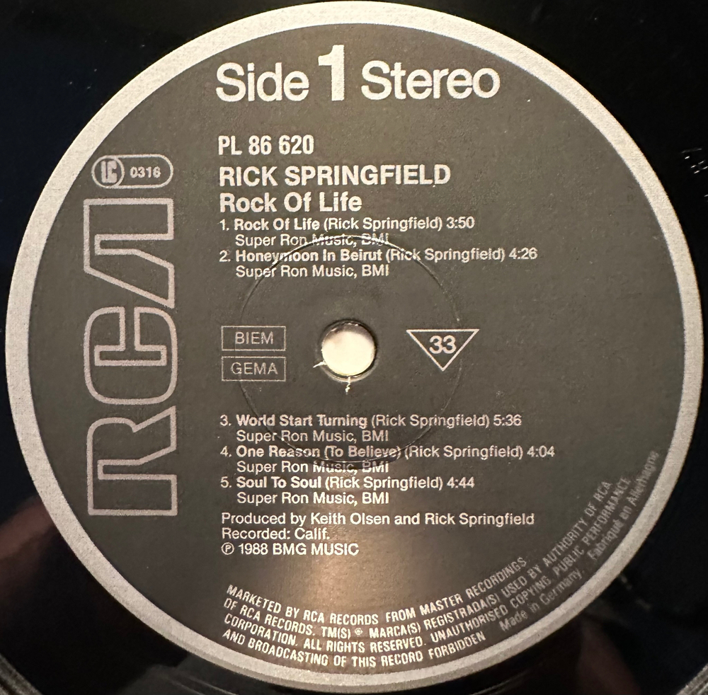 Rick Springfield - Rock Of Life (Германия 1988г.)