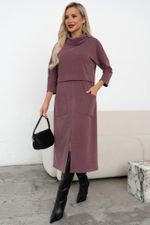 Платье трикотажное с разрезом (сливовый) Р11-2008/7 Nikol