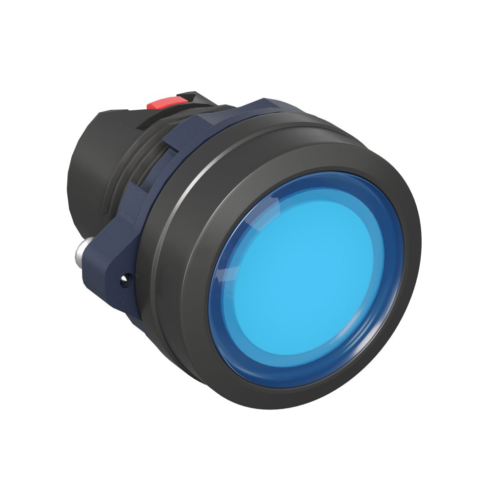 Кнопка плоская прозрачная с  фиксацией, синяя