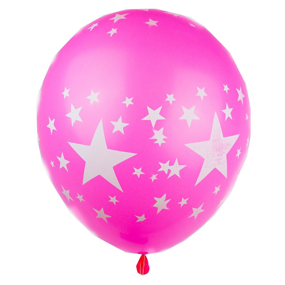 Шар воздушный Alingar, №12, с рисунком "Звезды", цвета ассорти,100шт/уп, пакет с европодвесом