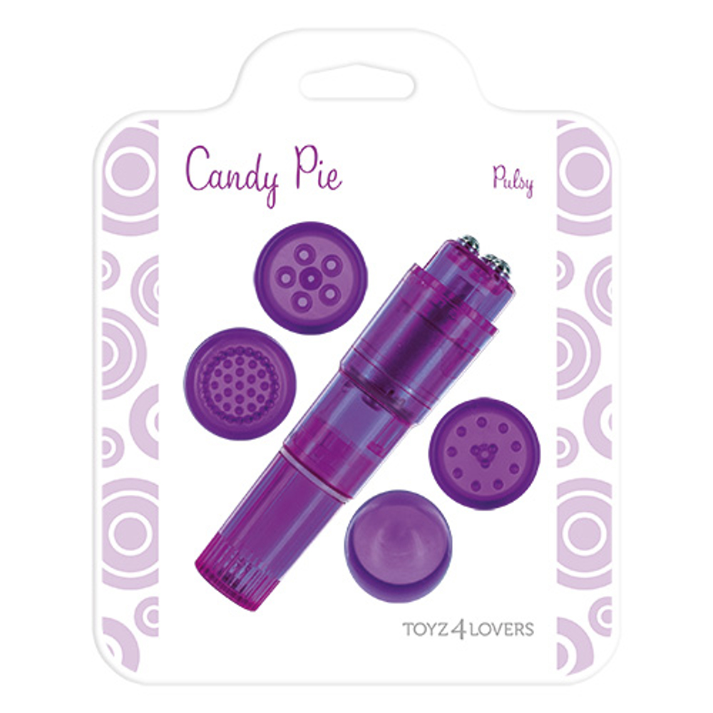Фиолетовая виброракета с 4 насадками MULTI STIMULATOR CANDY PIE PURPLE PULSY (Цвет: фиолетовый)