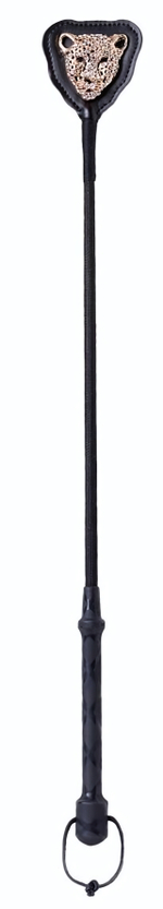 Чёрный стек с фигуркой леопарда на наконечнике - 50 см. (Цвет: черный)