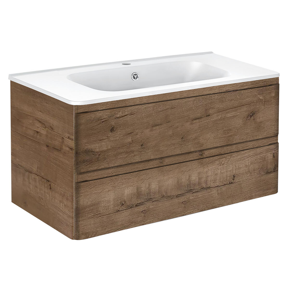 Тумба под раковину Vincea Vico 1000 подвесная, 2 выкатных ящика soft close, V.Oak