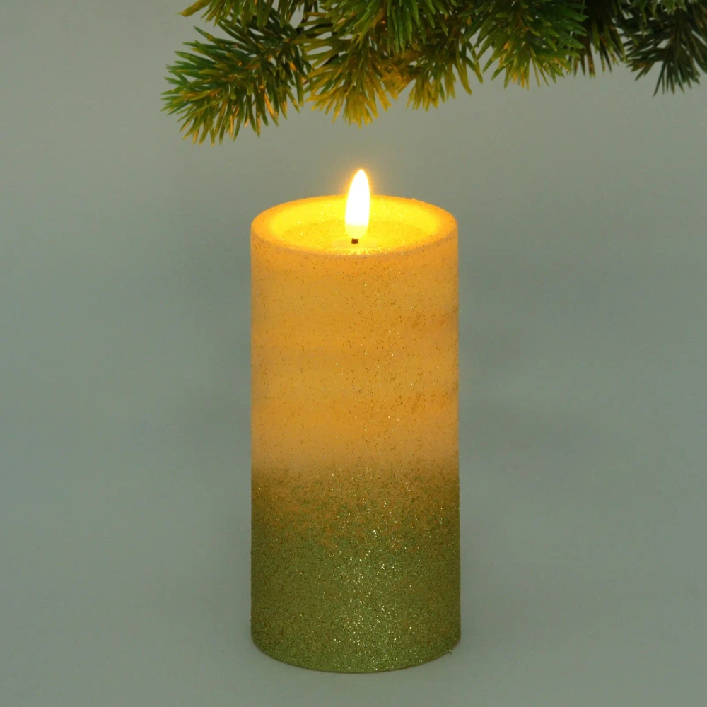 Сувенир с подсветкой «Свеча - Нежный блеск» 7,5*15 см, золото (работает от батареек 3 ААА)