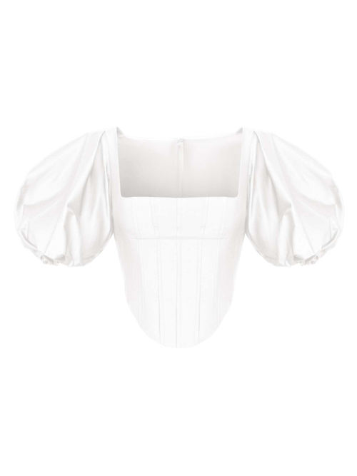 Шелковый топ с объемными рукавами