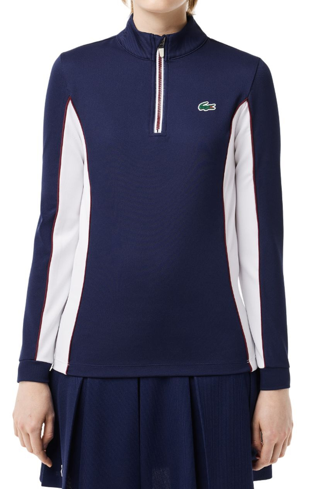 Женская Кофта теннисная Lacoste Slim Fit Quarter-Zip Sweatshirt - небесный