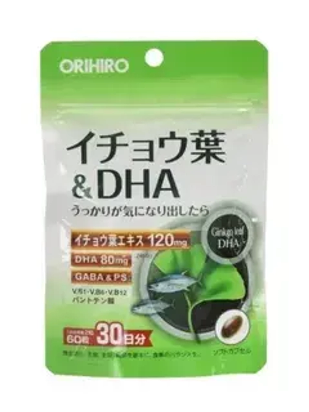 Orihiro экстракт гинкго билоба +DHA+Gaba 60 табл. 30дн