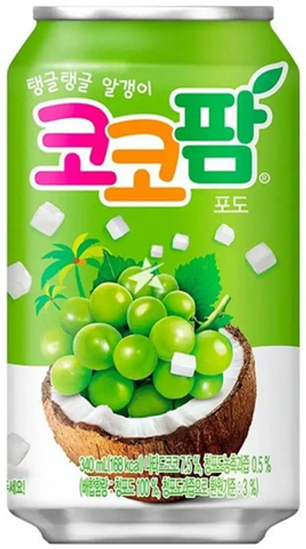 Газированный напиток Haitai Coco Palm Grapes "Кокос и Виноград" 0.34 - банка