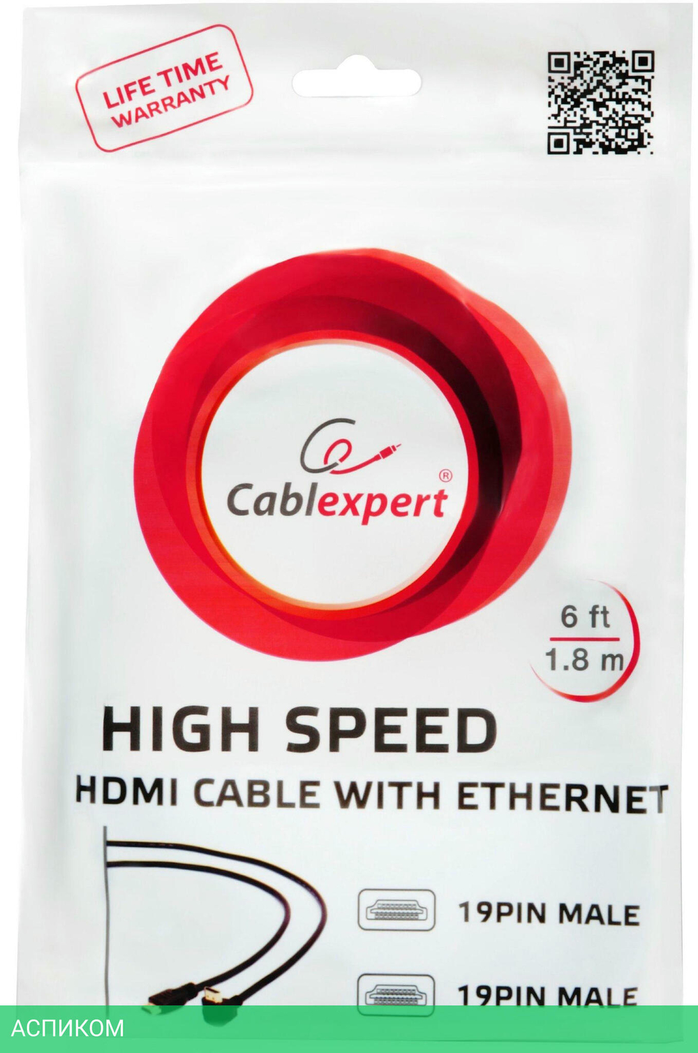 Кабель Cablexpert CC-HDMI4-W-6 HDMI v2.0 1.8м белый