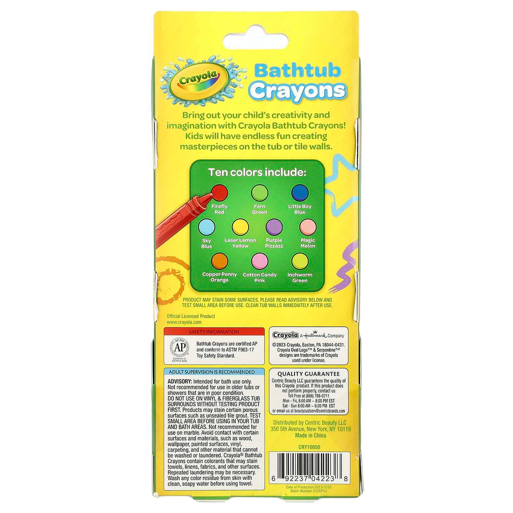 Crayola, Crayola, карандаши для ванной, для детей в возрасте от 3-х лет, 9 карандашей, + 1 бонусный карандаш
