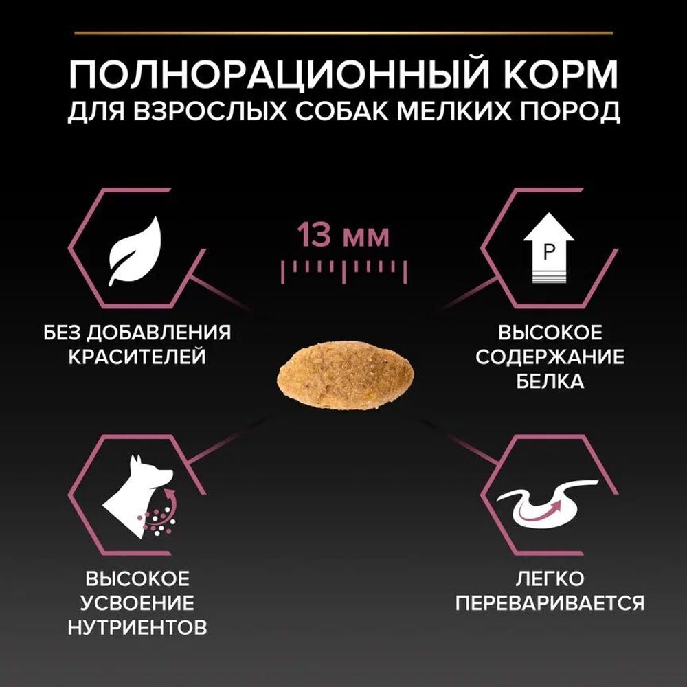 Уценка! Срок 16.07.26/ Сухой корм Pro Plan для взрослых собак мелких и карликовых пород с чувствительной кожей, с высоким содержанием лосося