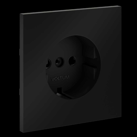 Накладка для розетки с заземлением S70 (черный матовый) Voltum VLS000608