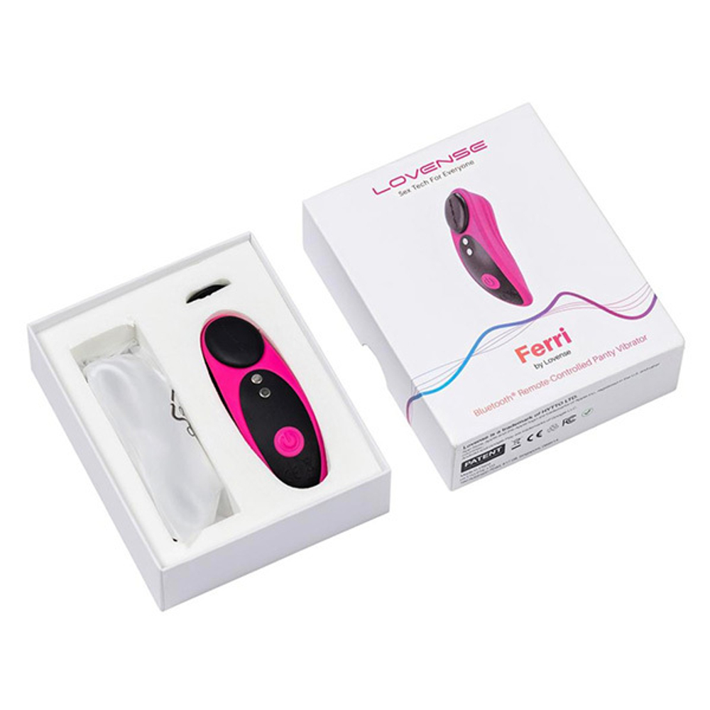 Розовый силиконовоый клиторальный стимулятор в трусики с управлением через приложение Lovense Ferri Smart Clitoral Vibrator Black-Pink LE-09