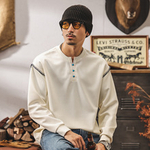 Толстовка с воротником в американском стиле ретро, мужская весенне-осенняя новая модная мужская футболка с длинными рукавами, свободный повседневный топ