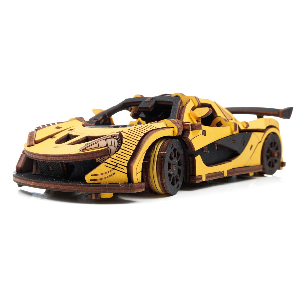 Деревянный конструктор Гоночный автомобиль (желтый) (EWA)